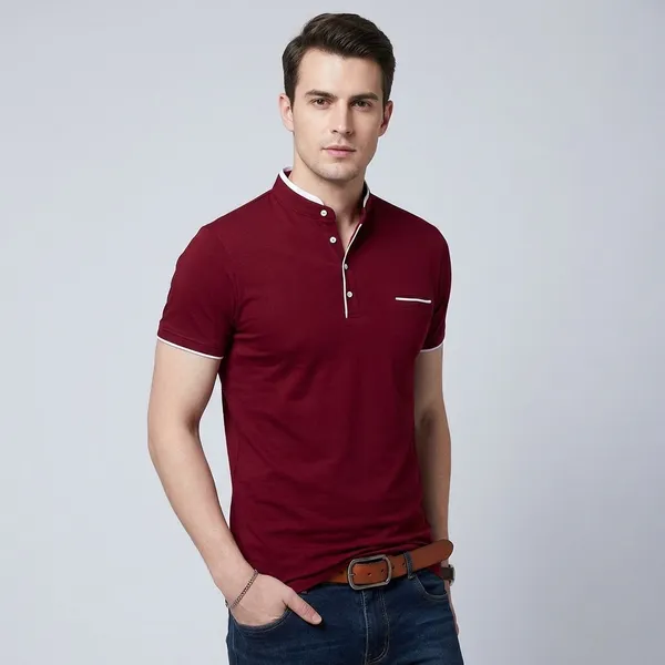 Maroon_And_Yellow_Cotton_Mandarin_Collar_T_Shirt_Pack_Of_2_For_Men