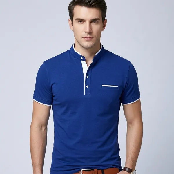 Lets_Shine_And_Handsome_Mandarin_Collar_Half_Sleeve_T_Shirt_For_Men_Used_For_Regular_Formal_Casual_Partywear_With_Combo_Pack_Of_3_Colour_Blue_Olive_Mroon
