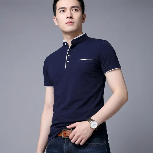 Lets_Shine_And_Handsome_Mandarin_Collar_Half_Sleeve_T_Shirt_For_Men_Used_For_Regular_Formal_Casual_Partywear_With_Combo_Pack_Of_3_Colour_Grey_Navyblue_Mroon