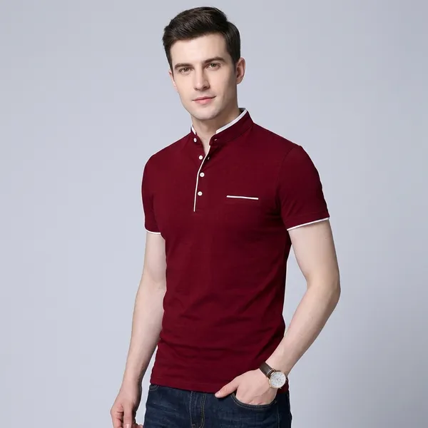 Lets_Shine_And_Handsome_Mandarin_Collar_Half_Sleeve_T_Shirt_For_Men_Used_For_Regular_Formal_Casual_Partywear_With_Combo_Pack_Of_3_Colour_Navyblue_Mroon_White