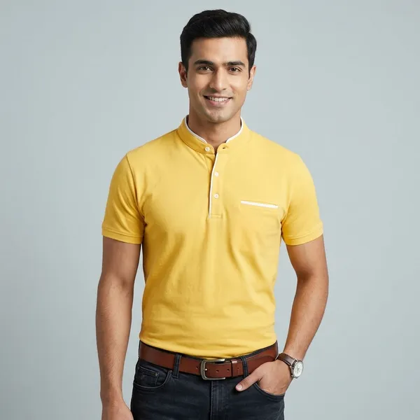 Lets_Shine_And_Handsome_Mandarin_Collar_Half_Sleeve_T_Shirt_For_Men_Used_For_Regular_Formal_Casual_Partywear_With_Combo_Pack_Of_3_Colour_Yellow_Mroon_Navyblue