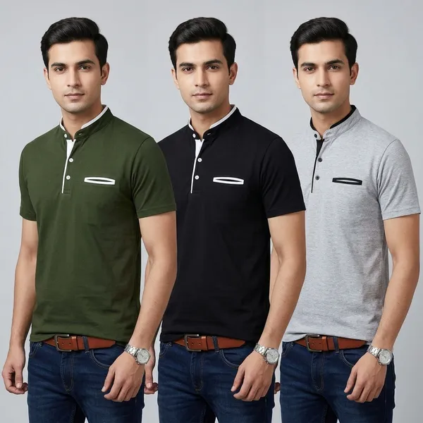 Lets_Shine_Handsome_T_Shirts_For_Men_Made_Up_Of_Cotton_Combo_Pack_Of_3_Used_For_Regular_Casual_Formal_Party_Olive_Black_Grey