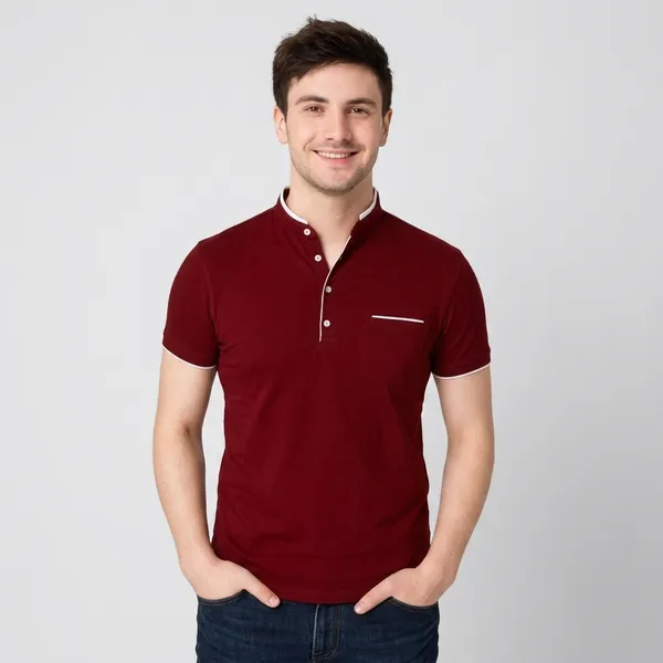 Men_Solid_Mandarin_Collar_T_Shirt_Pack_Of_3_Half_Sleeve_Stylish_Casual_Slim_Fit_T_Shirts_For_Men_Colour_Olive_Mroon_Red