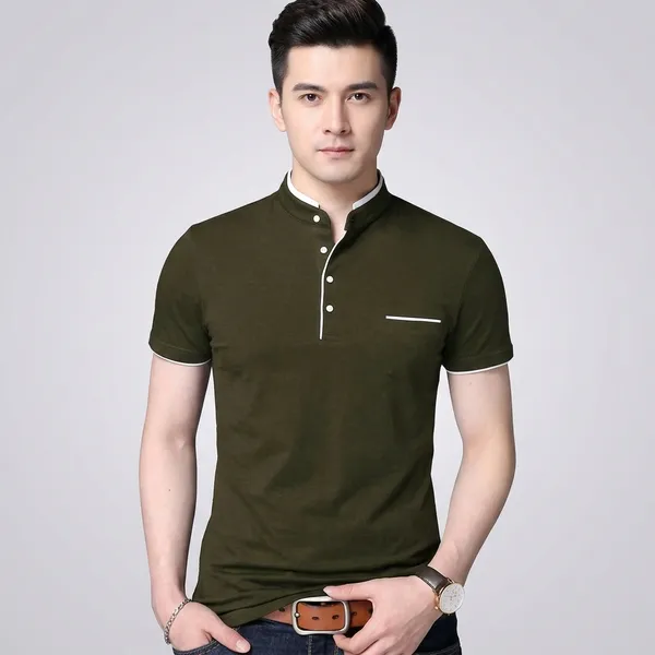 Lets_Shine_And_Handsome_Mandarin_Collar_Half_Sleeve_T_Shirt_For_Men_Used_For_Regular_Formal_Casual_Partywear_With_Combo_Pack_Of_3_Colour_Mroon_Olive_Seagreen