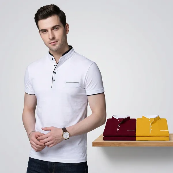 Lets_Shine_Handsome_T_Shirts_For_Men_Made_Up_Of_Cotton_Combo_Pack_Of_3_Used_For_Regular_Casual_Formal_Party_White_Maroon_Yellow