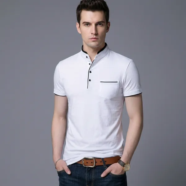 Lets_Shine_And_Handsome_Mandarin_Collar_Half_Sleeve_T_Shirt_For_Men_Used_For_Regular_Formal_Casual_Partywear_With_Combo_Pack_Of_3_Colour_White_Olive_Navyblue