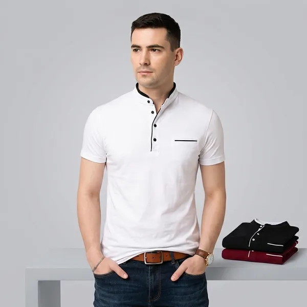 Lets_Shine_Men_Solid_Mandarin_Collar_T_Shirt_Pack_Of_3_Half_Sleeve_Stylish_Casual_Slim_Fit_T_Shirts_For_Men_Colour_Black_White_Mroon
