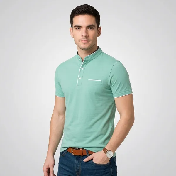 White_Seagreen_Grey_Cotton_Slim_Fit_Mandarin_Collar_T_Shirt_For_Men_Pack_Of_3