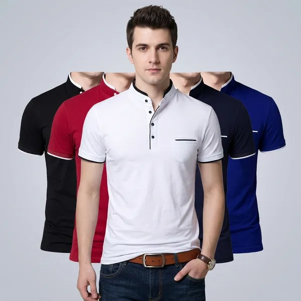 Lets_Shine_Smart_T_Shirts_Of_5_Piece_Combo_Made_Up_Of_Pure_Cotton_Regular_Casual_Formal_Partywear_Black_White_Red_Navy_Blue_Color