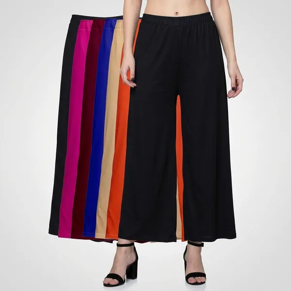 Lets_Shine_Pack_Of_6_Stylish_Palazzo_For_Women_Girls_Colour_Black_Pink_Mroon_Blue_Beige_Orange