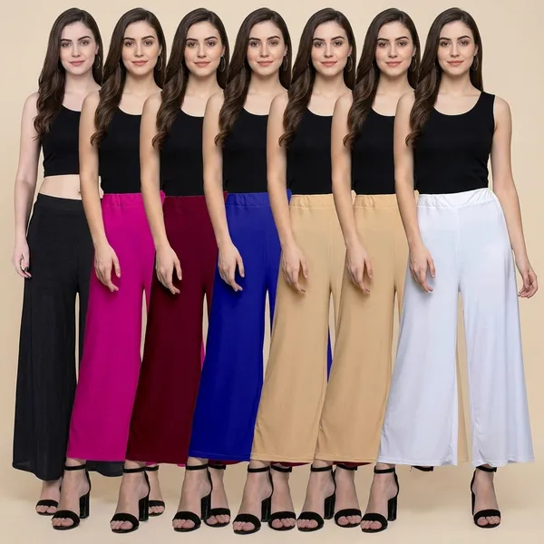 Lets_Shine_Pack_Of_6_Stylish_Palazzo_For_Women_Girls_Colour_Black_Pink_Mroon_Blue_Beige_White