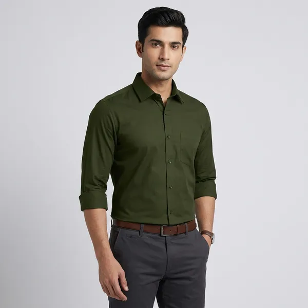 Lets_Shine_Cotton_Solid_Shirt_For_Man_Olive