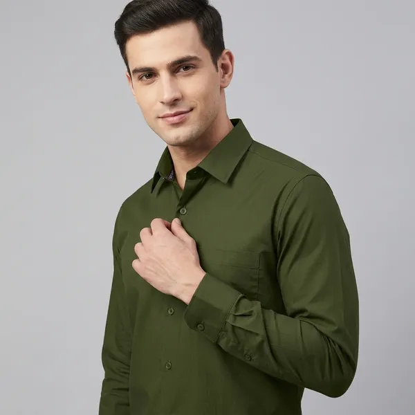Lets_Shine_Cotton_Solid_Shirt_For_Man_Olive