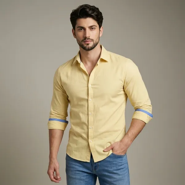 Yellow_Cotton_Regular_Fit_Full_Sleeve_Shirt_For_Men