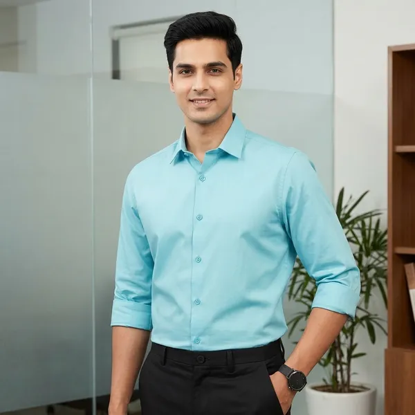 Sky_Blue_Cotton_Solid_Regular_Fit_Shirt_For_Men