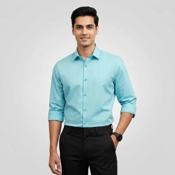 Sky_Blue_Cotton_Solid_Regular_Fit_Shirt_For_Men