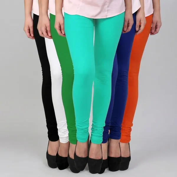 Lets_Shine_Churidar_Cotton_Leggings_Combo_Of_6_For_Women_And_Girls_Of_Black_White_Green_Sea_Green_Blue_Orange