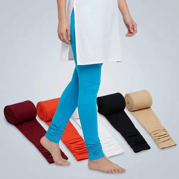 Lets_Shine_Churidar_Cotton_Leggings_Combo_Of_6_For_Women_And_Girls_Of_Black_White_Orange_Sky_Blue_Maroon_Beige