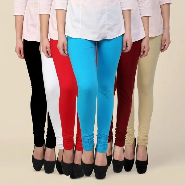 Lets_Shine_Churidar_Cotton_Leggings_Combo_Of_6_For_Women_And_Girls_Of_Black_White_Orange_Sky_Blue_Maroon_Beige
