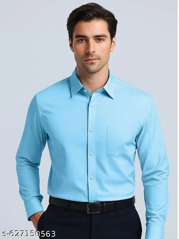 Blue_Cotton_Solid_Shirt_For_Men