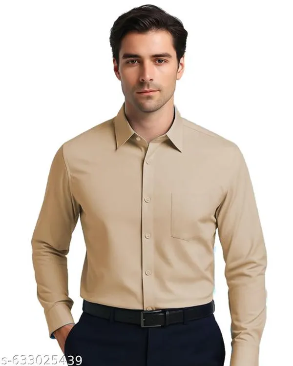 Lets_Shine_Cotton_Solid_Shirt_For_Man_Beige