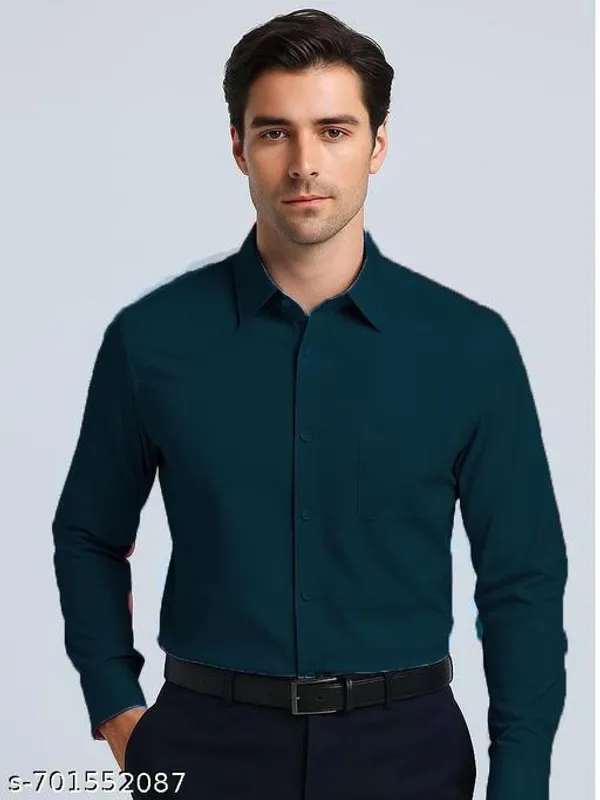 Teal_Cotton_Solid_Regular_Fit_Shirt_For_Men