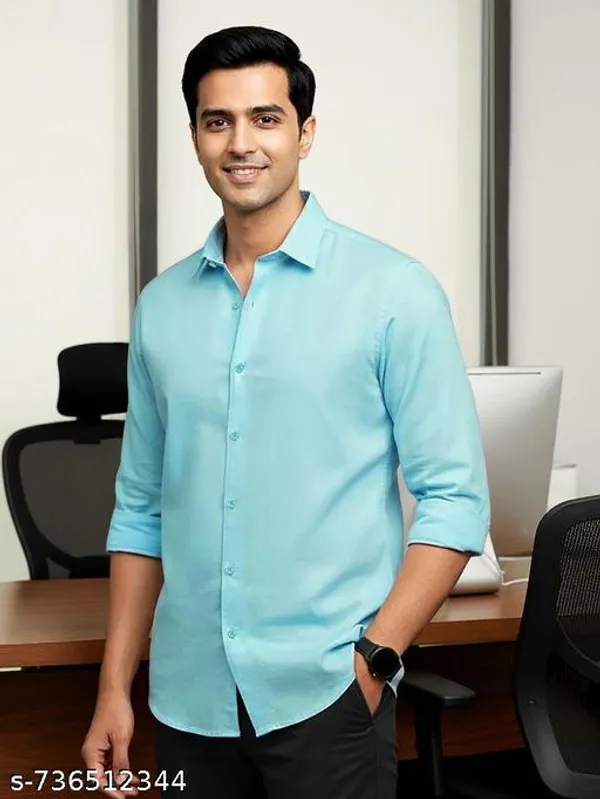 Sky_Blue_Cotton_Solid_Regular_Fit_Shirt_For_Men