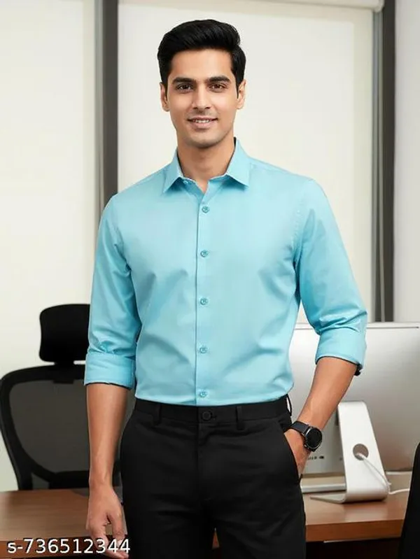 Sky_Blue_Cotton_Solid_Regular_Fit_Shirt_For_Men