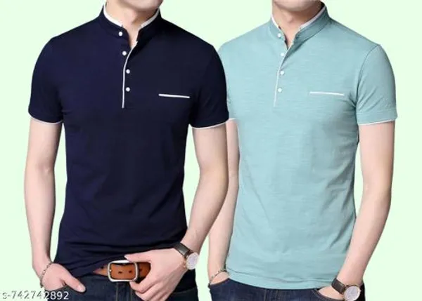 Lets_Shine_Charming_T_Shirts_For_Men_And_Boys_For_Regular_Casual_Official_Formal_And_Partywear_Combo_Pack_Of_2_(Navy_Blue_And_Sea_Green)