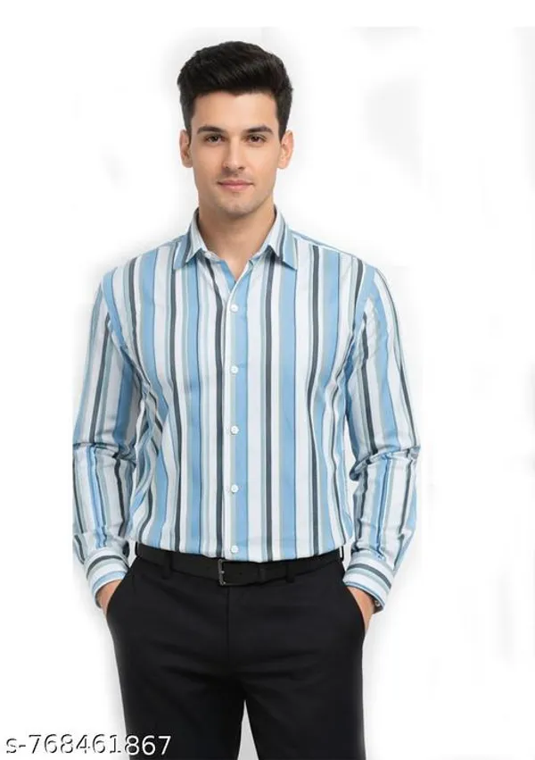 Blue_Cotton_Vertical_Striped_Regular_Fit_Full_Sleeve_Shirt_For_Men
