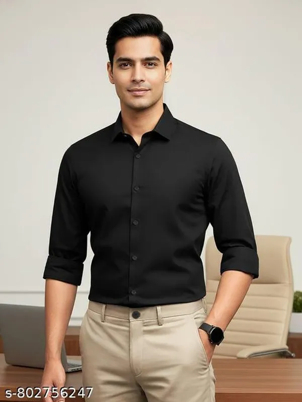 Men_Solid_Casual_Shirt_Full_Sleeve_Regular_Fit_Shirt_For_Men_Black