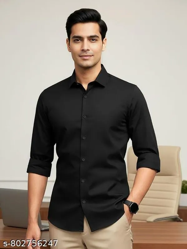 Men_Solid_Casual_Shirt_Full_Sleeve_Regular_Fit_Shirt_For_Men_Black