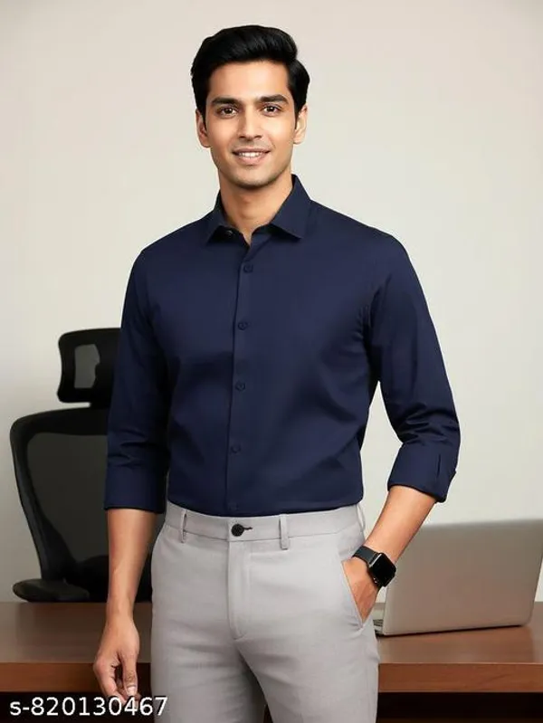 Navy_Blue_Cotton_Regular_Fit_Full_Sleeve_Shirt_For_Men