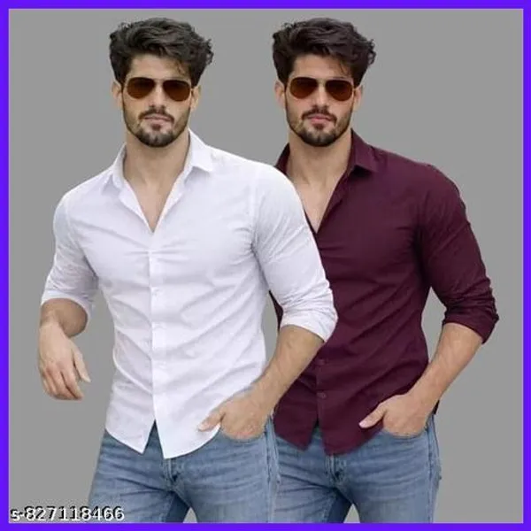 Lets_Shine_Men_Solid_Casual_Shirt_Pack_Of_2_Full_Sleeve_Regular_Fit_Shirt_For_Men_White_Wine