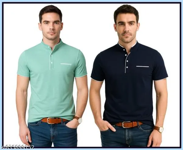 Lets_Shine_Charming_T_Shirts_For_Men_And_Boys_For_Regular_Casual_Official_Formal_And_Partywear_Combo_Pack_Of_2_(Navy_Blue_And_Sea_Green)