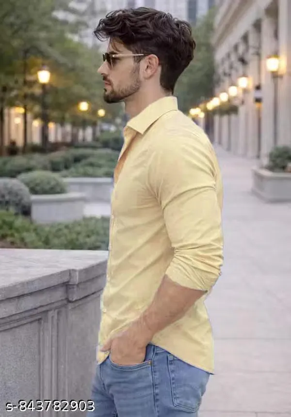 Yellow_Cotton_Regular_Fit_Full_Sleeve_Shirt_For_Men