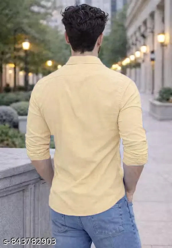 Yellow_Cotton_Regular_Fit_Full_Sleeve_Shirt_For_Men