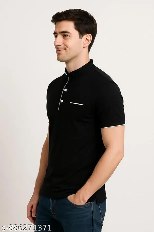Lets_Shine_Men_Solid_Mandarin_Collar_T_Shirt_Pack_Of_3_Half_Sleeve_Stylish_Casual_Slim_Fit_T_Shirts_For_Men_Colour_Black_White_Mroon