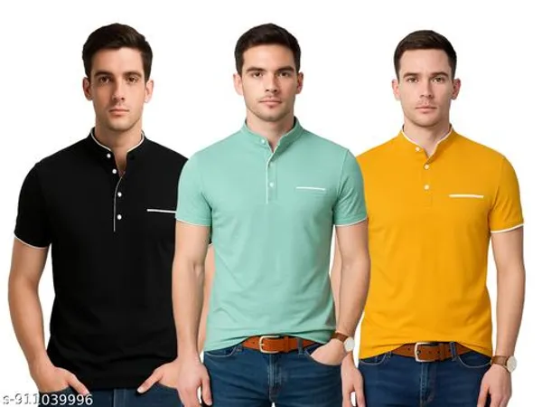 Black_And_Sea_Green_And_Yellow_Cotton_Slim_Fit_T_Shirt_For_Men_Pack_Of_3