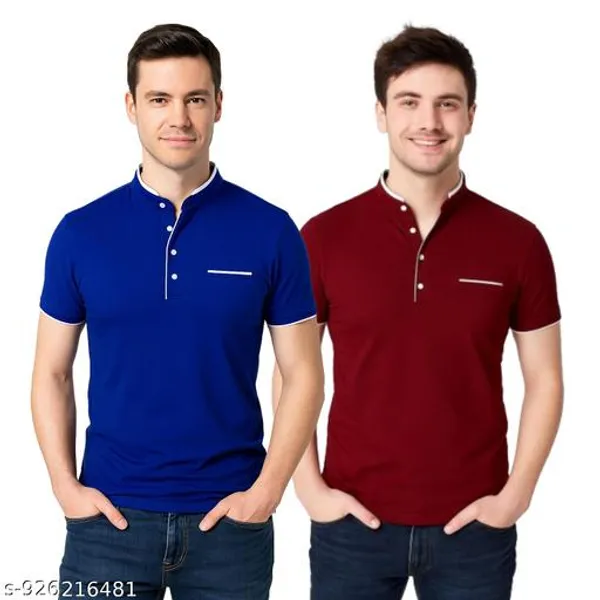 Lets_Shine_Charming_T_Shirts_For_Men_And_Boys_For_Regular_Casual_Official_Formal_And_Partywear_Combo_Pack_Of_2_(Royal_Blue_And_Maroon)