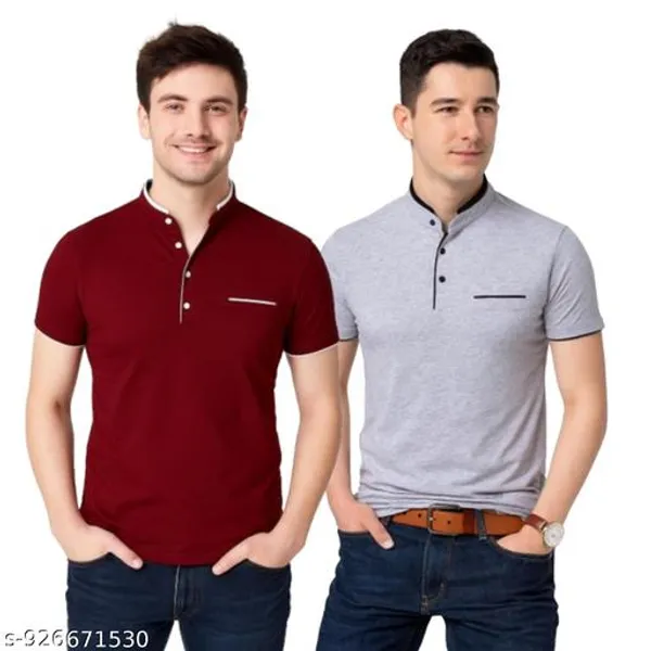 Maroon_And_Grey_Cotton_Regular_Fit_T-Shirt_Combo_Pack_Of_2_For_Men
