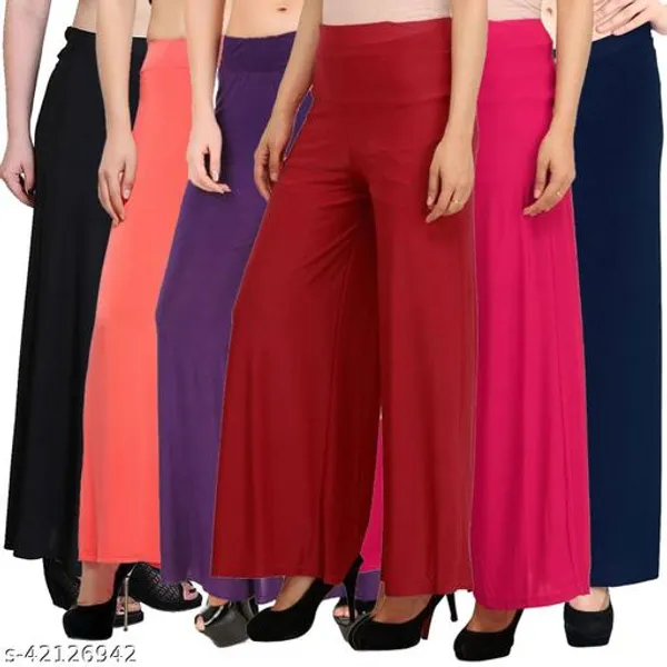 Lets_Shine_Stylish_Palazzos_Pack_Of_6s_Of_Black_Coral_Purple_Maroon_Pink_Navyblue