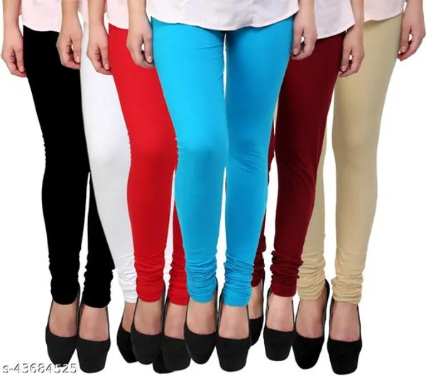 Lets_Shine_Churidar_Cotton_Leggings_Combo_Of_6_For_Women_And_Girls_Of_Black_White_Orange_Sky_Blue_Maroon_Beige