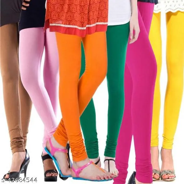 Lets_Shine_Churidar_Cotton_Leggings_Combo_Of_6_For_Women_And_Girls_Of_Beige_Baby_Pink_Orange_Green_Pink_Yellow