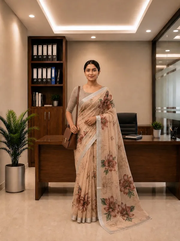 Pearl_Grey_Cotton_Floral_Saree_For_Women