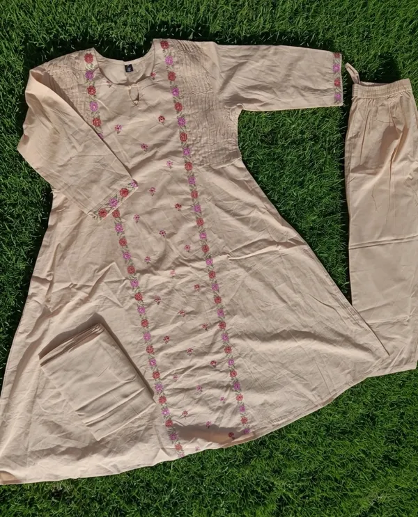 Beige_Cotton_Printed_Kurti_Set_For_Women
