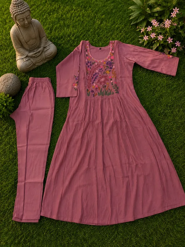 Peach_Cotton_Long_Kurti_For_Women
