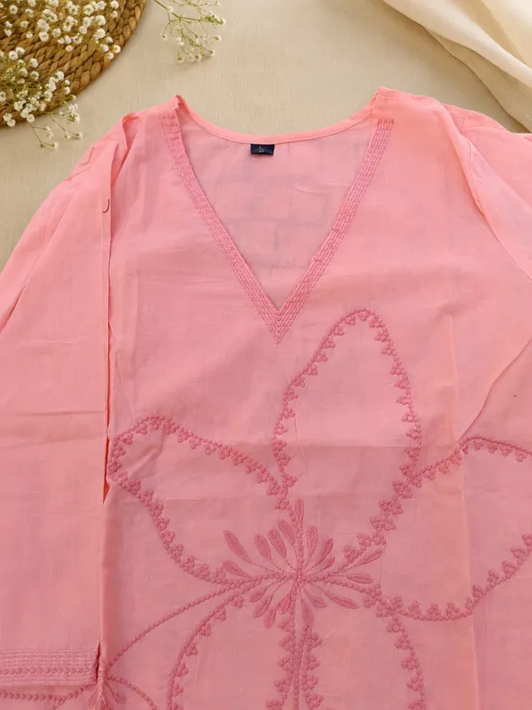 Baby_Pink_Cotton_Kurti_Set_With_Dupatta_For_Women