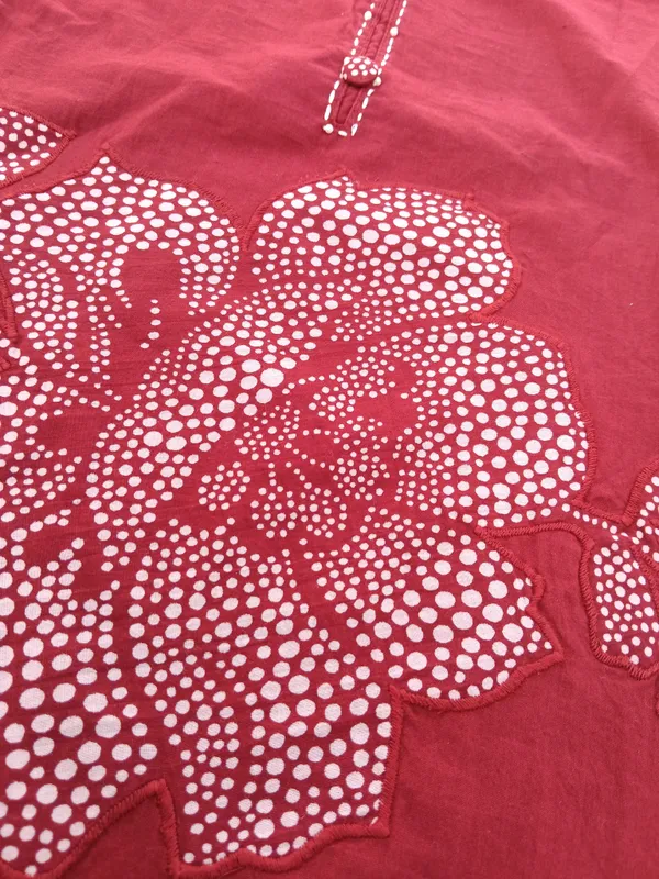 Red_Cotton_Kurti_Set_With_Dupatta_For_Women