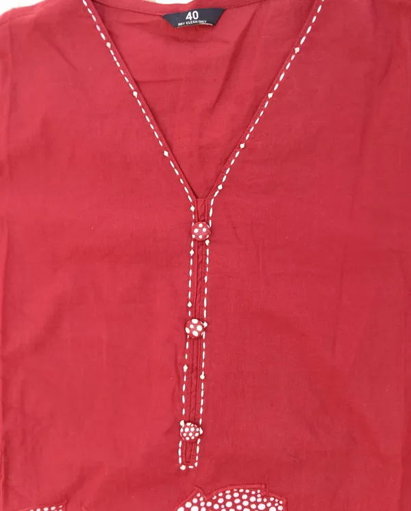 Red_Cotton_Kurti_Set_With_Dupatta_For_Women